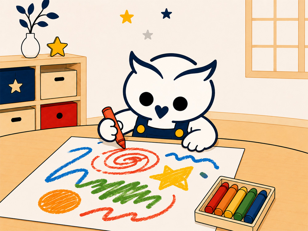 太めのパスで大きな紙に描く